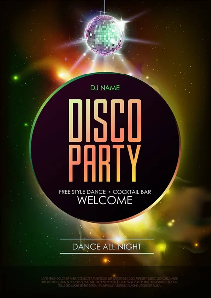 Disco Bal Achtergrond Disco Party Poster Achtergrond Van Open Ruimte — Stockvector