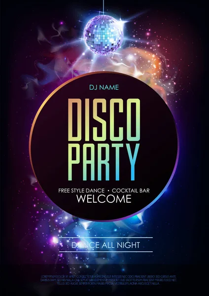 Disco Bal Achtergrond Disco Party Poster Achtergrond Van Open Ruimte — Stockvector