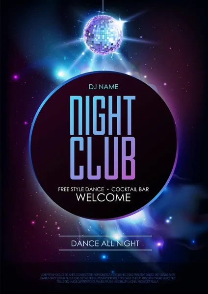 Tło Kulę Disco Party Plakat Otwartej Przestrzeni Tła Klub Nocny — Wektor stockowy