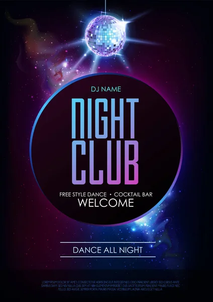 Μπάλα Disco Φόντο Αφίσα Κόμμα Ντίσκο Ανοιχτό Χώρο Φόντο Νυχτερινό — Διανυσματικό Αρχείο