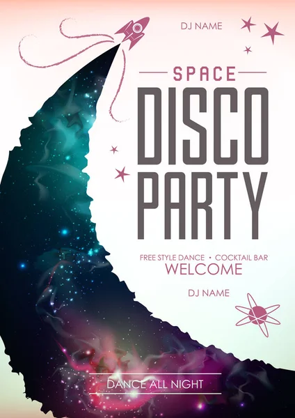 Disco Space Background Disco Party Poster Open Space Background — Stock Vector