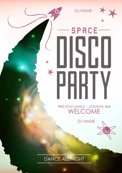 Disco Prostor Pozadí Disco Party Plakát Otevřeném Prostoru Pozadí — Stockový vektor