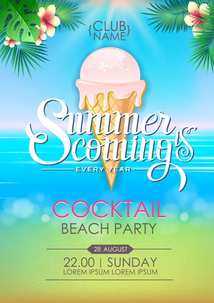 Summer Disco Poster Cocktail Beach Party Lettering Poster Estate Sta — Vettoriale Stock