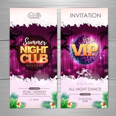 Yaz partisi afiş tasarımı. Yaz gece kulübü davetiyesi tasarımı