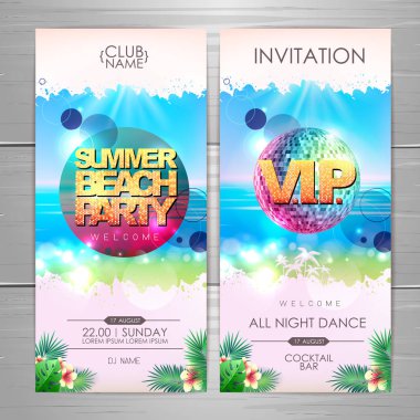 Yaz partisi afiş tasarımı. Yaz plaj partisi davetiye tasarım