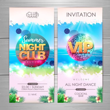 Yaz partisi afiş tasarımı. Yaz gece kulübü davetiyesi tasarımı
