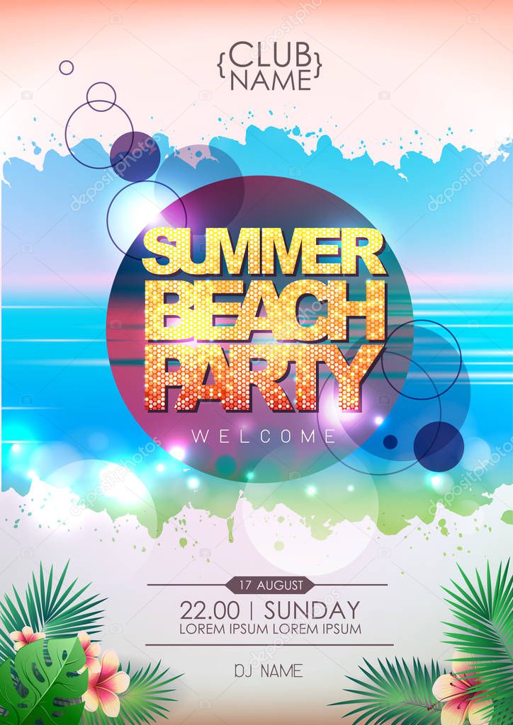 Summer party poster design. Summer beach party
