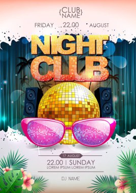 Disko arka plan. Disko topu yaz parti poster. Gece kulübü