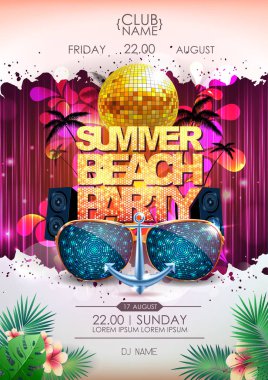Disko arka plan. Disko topu yaz plaj partisi poster