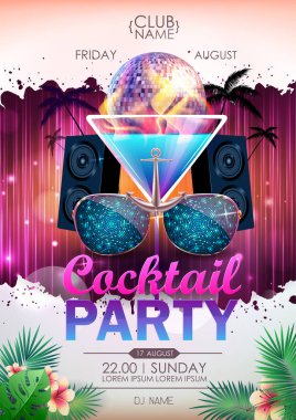 Disko arka plan. Disko topu yaz kokteyl parti poster
