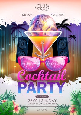 Disko arka plan. Disko topu yaz kokteyl parti poster
