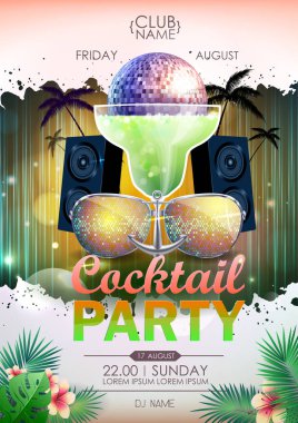 Disko arka plan. Disko topu yaz kokteyl parti poster