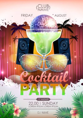 Disko arka plan. Disko topu yaz kokteyl parti poster