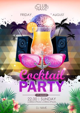 Disko arka plan. Disko topu yaz kokteyl parti poster