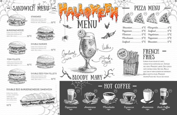 Design Menu Halloween Vintage Menu Restaurante — Vetor de Stock
