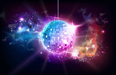 Disko topu. Açık alan arka plan üzerinde bir disko topu