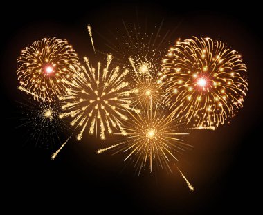 Vektör tatil Festivali Altın havai fişek. Bağımsızlık günü