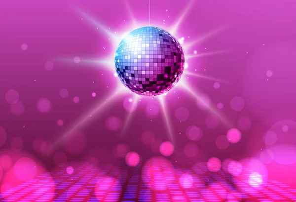 Palla Discoteca Disco Palla Rosa Sfondo — Vettoriale Stock