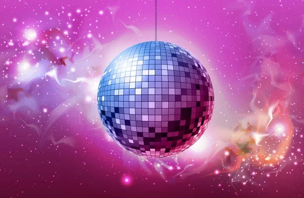 Bola Disco Disco Bola Rosa Fondo — Vector de stock