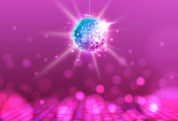 Minge Discotecă Disco Ball Fundal Roz — Vector de stoc