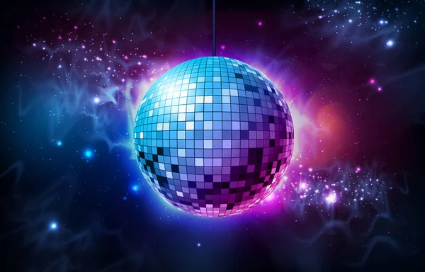 Boule Disco Boule Disco Sur Fond Espace Ouvert — Image vectorielle