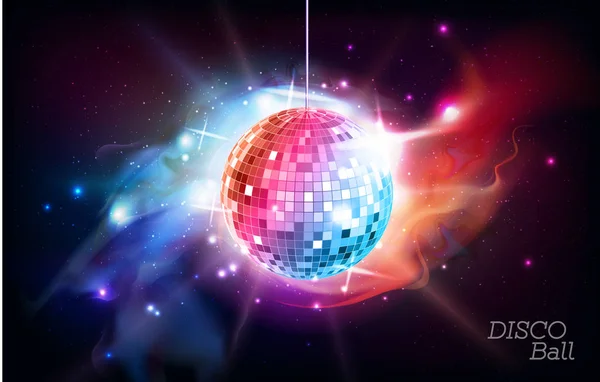 Boule Disco Boule Disco Sur Fond Espace Ouvert — Image vectorielle