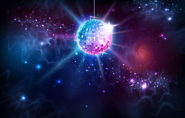 Disco ball. Disco ball on open space background