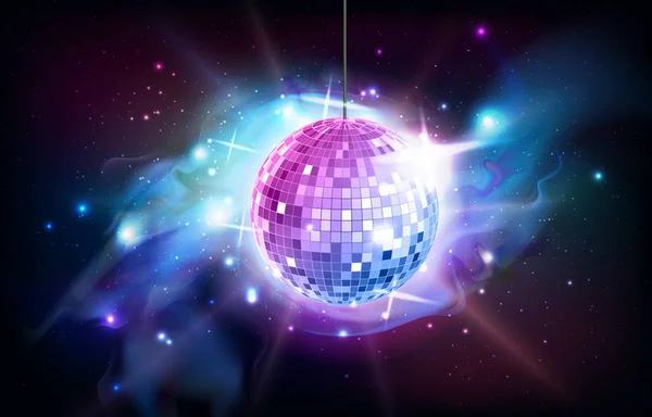 Boule Disco Boule Disco Sur Fond Espace Ouvert — Image vectorielle