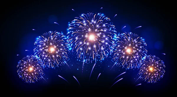Vektor Holiday Fesztivál Kék Arany Tűzijáték Függetlenség Napja — Stock Vector