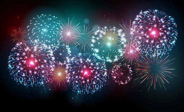 Vektor Holiday Fesztivál Kék Rózsaszín Tűzijáték Függetlenség Napja — Stock Vector
