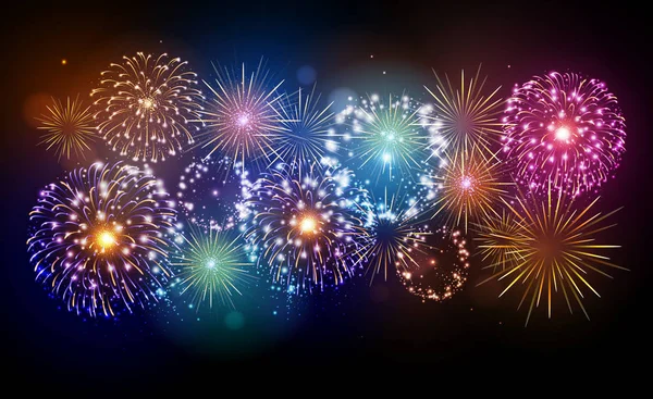 Vektor Feiertagsfest Buntes Feuerwerk Unabhängigkeitstag — Stockvektor
