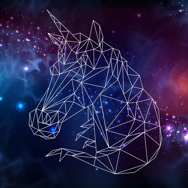 Rezumat Tiranie Poligonală Fantezie Unicorn Animal Fundal Spațiu Deschis Hipster — Vector de stoc