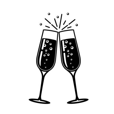 Şampanya Kadehi vektör simgesi. 