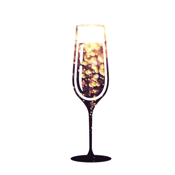 Verre Champagne Icône Vectorielle Avec Fond Brillant Doré Intérieur — Image vectorielle