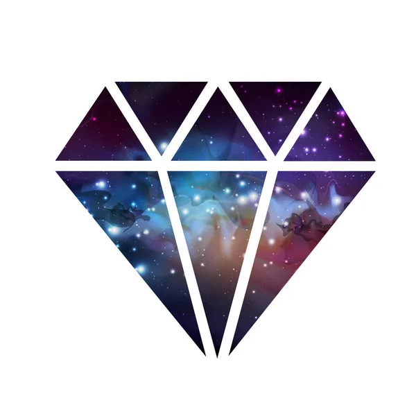 Diamond Flat Vector Icon Space Background — Stock Vector