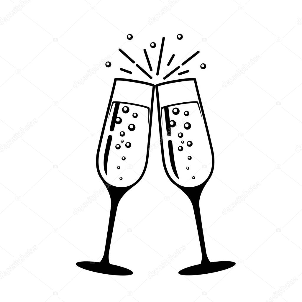 Champagne glass vector icon. 