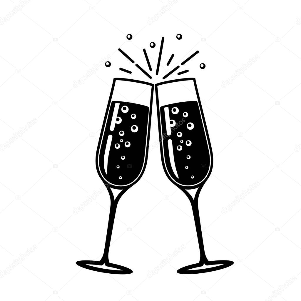 Champagne glass vector icon.