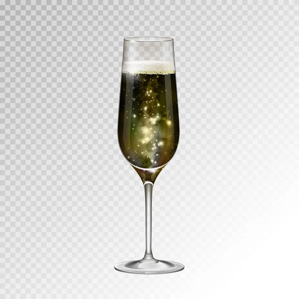 Realistische Vectorillustratie Van Champagne Glas Met Ruimte Achtergrond Binnen — Stockvector