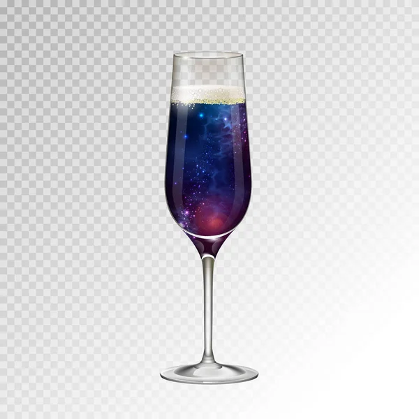 Realistic Vector Illustration Champagne Glass Space Background — Stock Vector