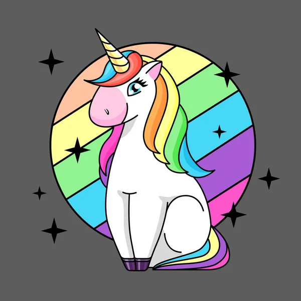 Vector illustration of fantasy animal horse unicorn. Flat style design