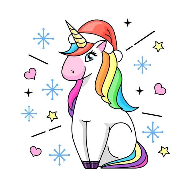 Ilustración Vectorial Unicornio Caballo Fantasía Animal Diseño Tarjeta Navidad — Vector de stock