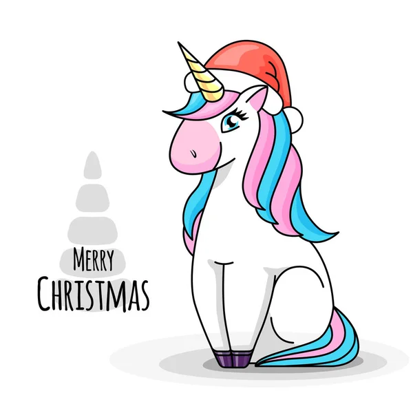 Vector illustration of fantasy animal horse unicorn. Christmas card design