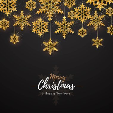 Noel poster ile altın kar tanesi. Noel tebrik kartı