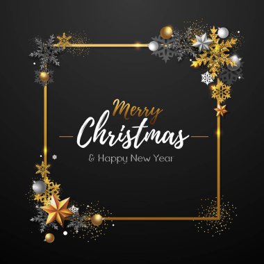 Noel poster ile altın kar tanesi. Noel arka plan