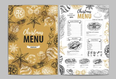 Çizim Noel tatil menü tasarımı ver. Restoran menü
