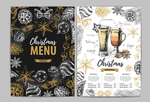 Restaurante Natal Design Menu Férias — Vetor de Stock