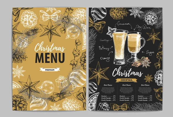 Restaurace Vánoční Prázdninové Nabídky Designu — Stockový vektor