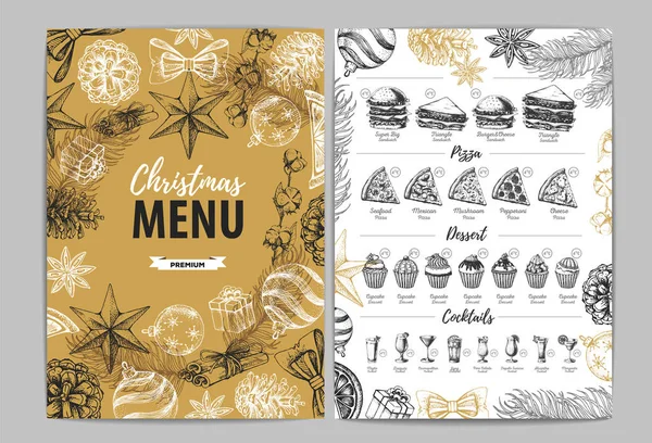 Restaurant Christmas Holiday Menu Design — Stock Vector