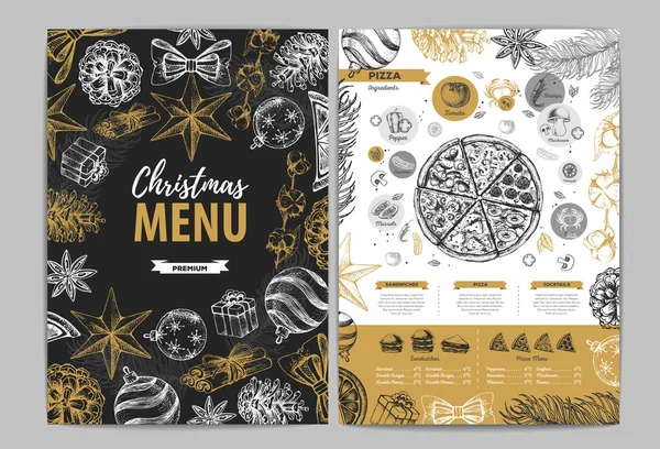 Restaurant Noël Menu Vacances Design — Image vectorielle