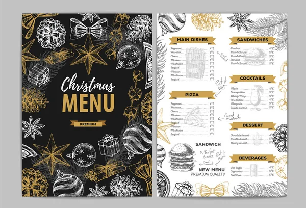 Wygląd Menu Holiday Restaurant Boże Narodzenie — Wektor stockowy